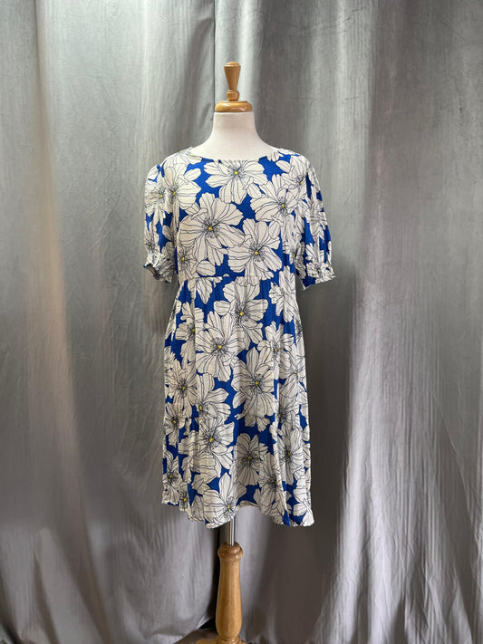 Brooklyn Dress White/Blue (Size XS, M & L)