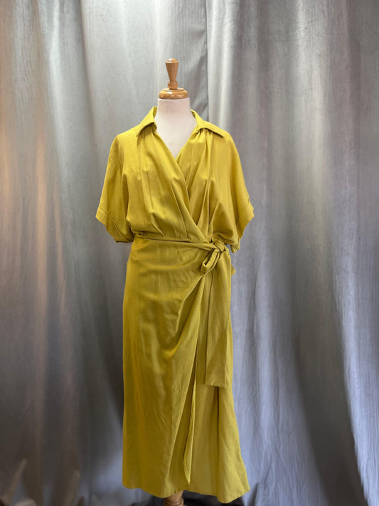 Sample Aldi Wrap dress Chartreuse (Size L/XL)