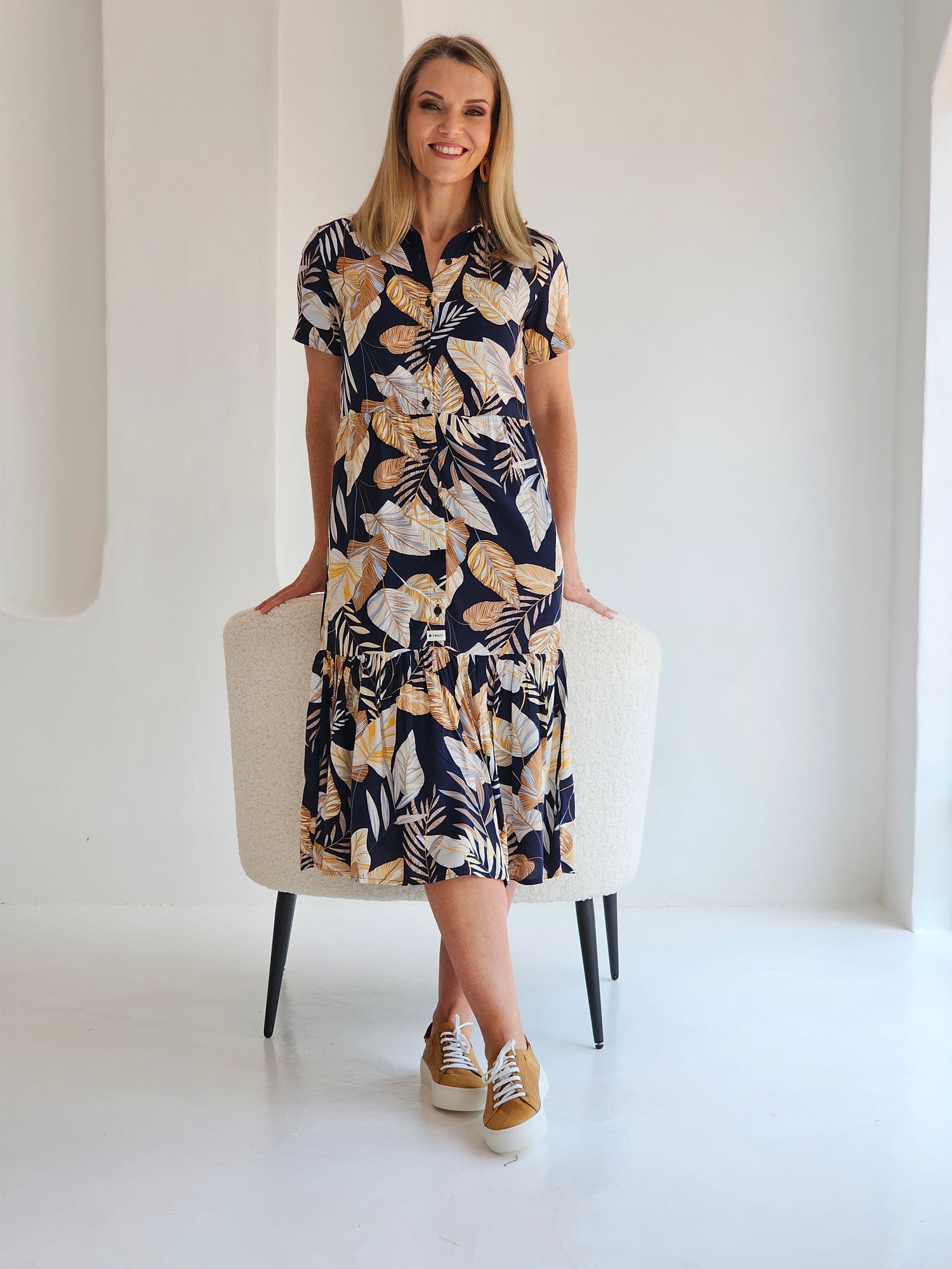 Brittany Midi Dress Navy (Size 32)