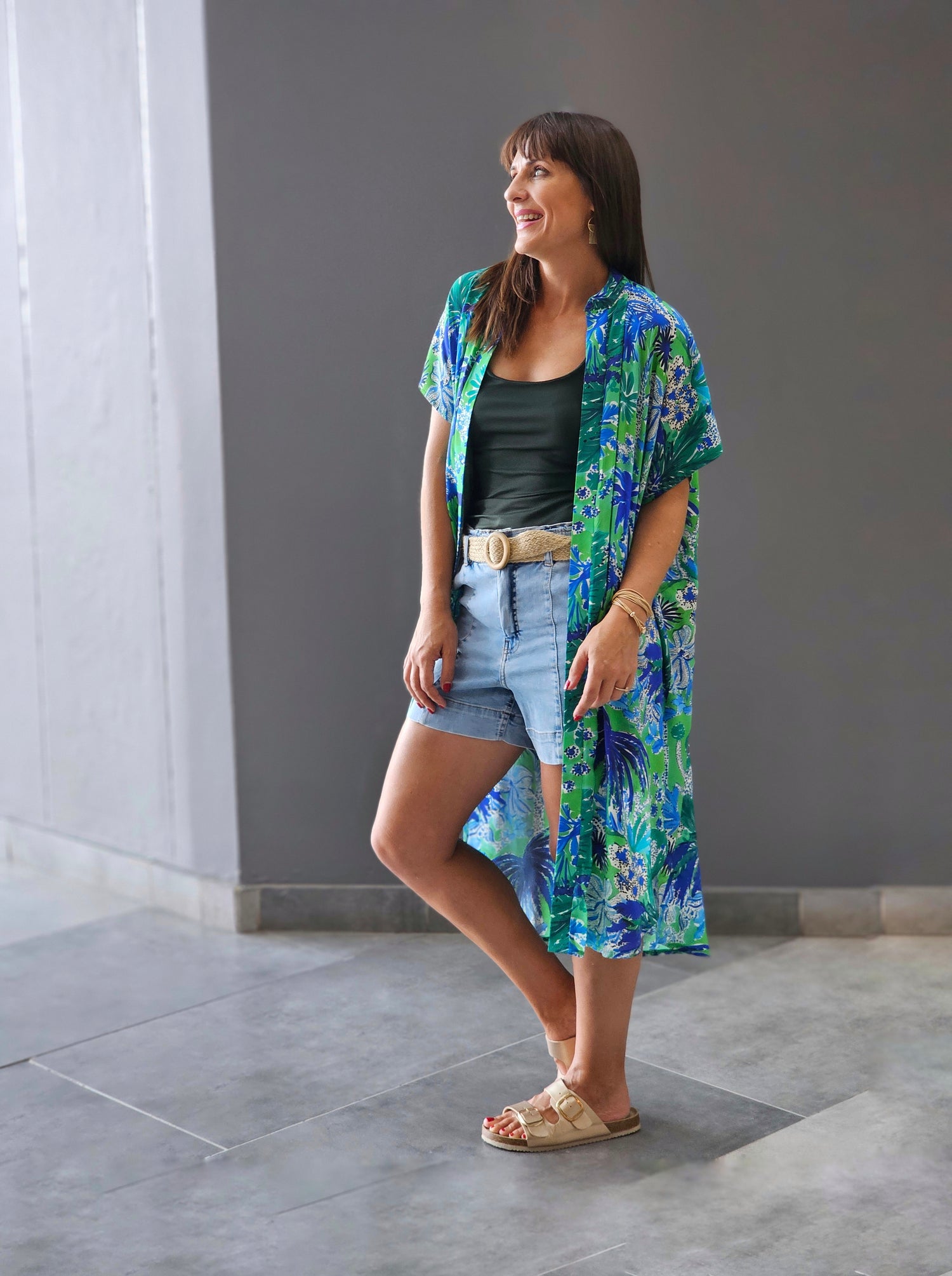 Riana Kimono Green Jungle