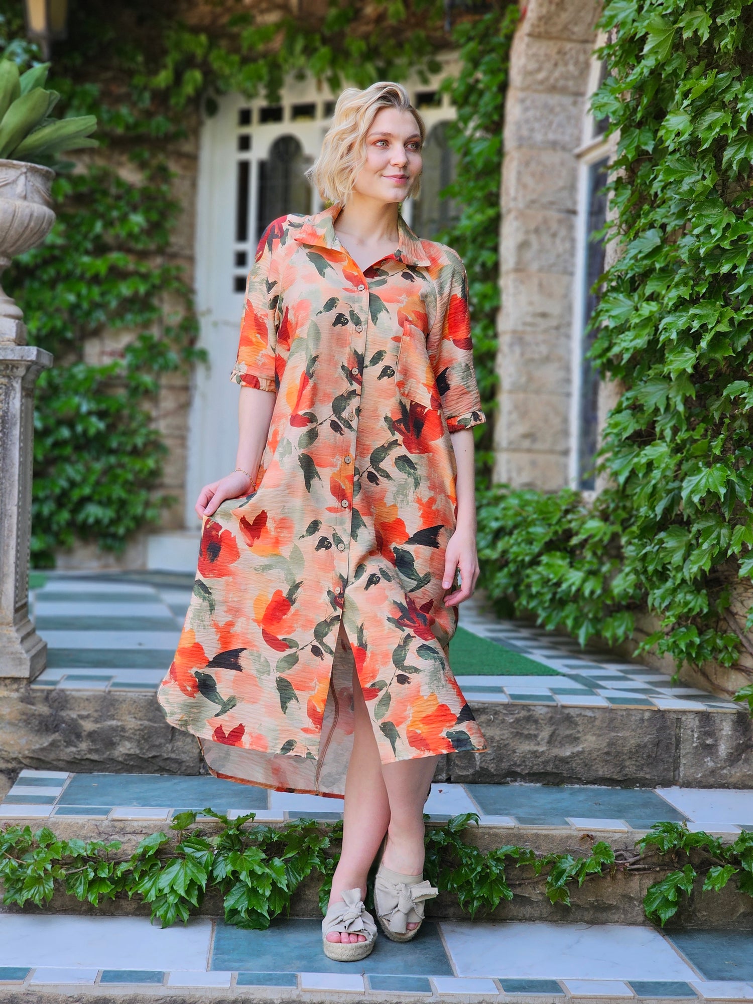 Savannah Dress Peach Floral