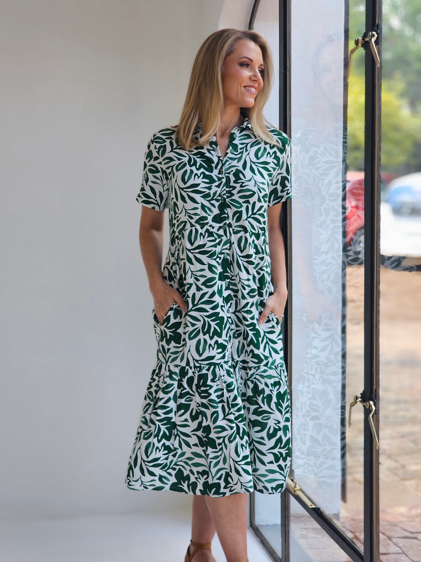 Brittany Midi Tier Dress Greenery