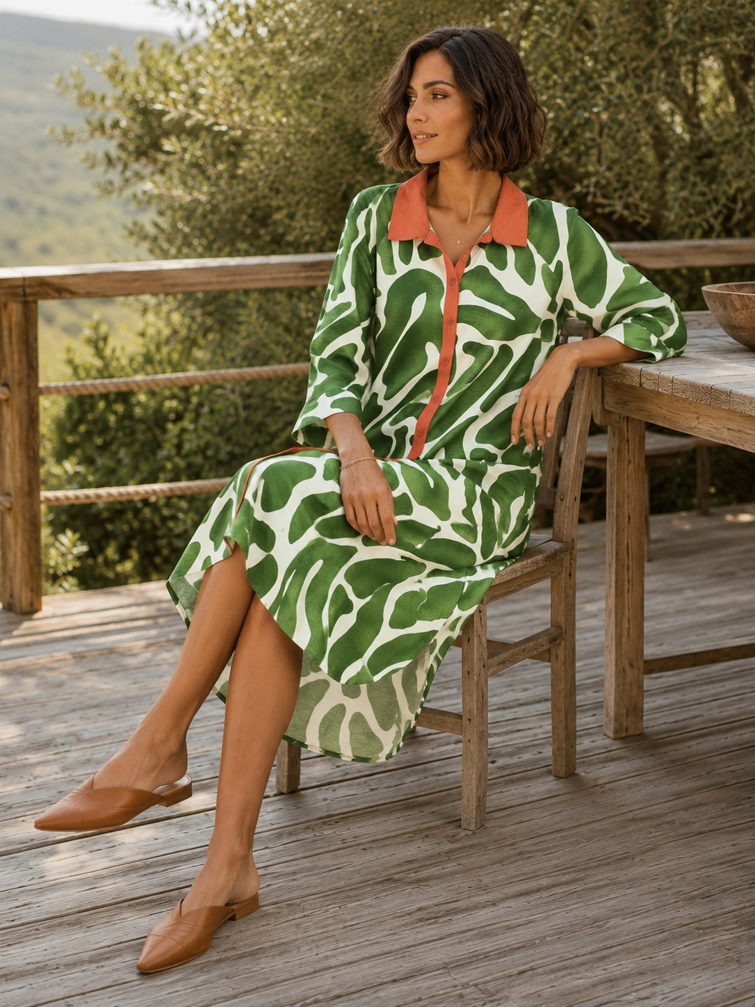 Savannah Dress Green/Orange