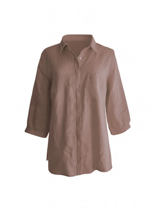 Breath Blouse Choc 100% Linen