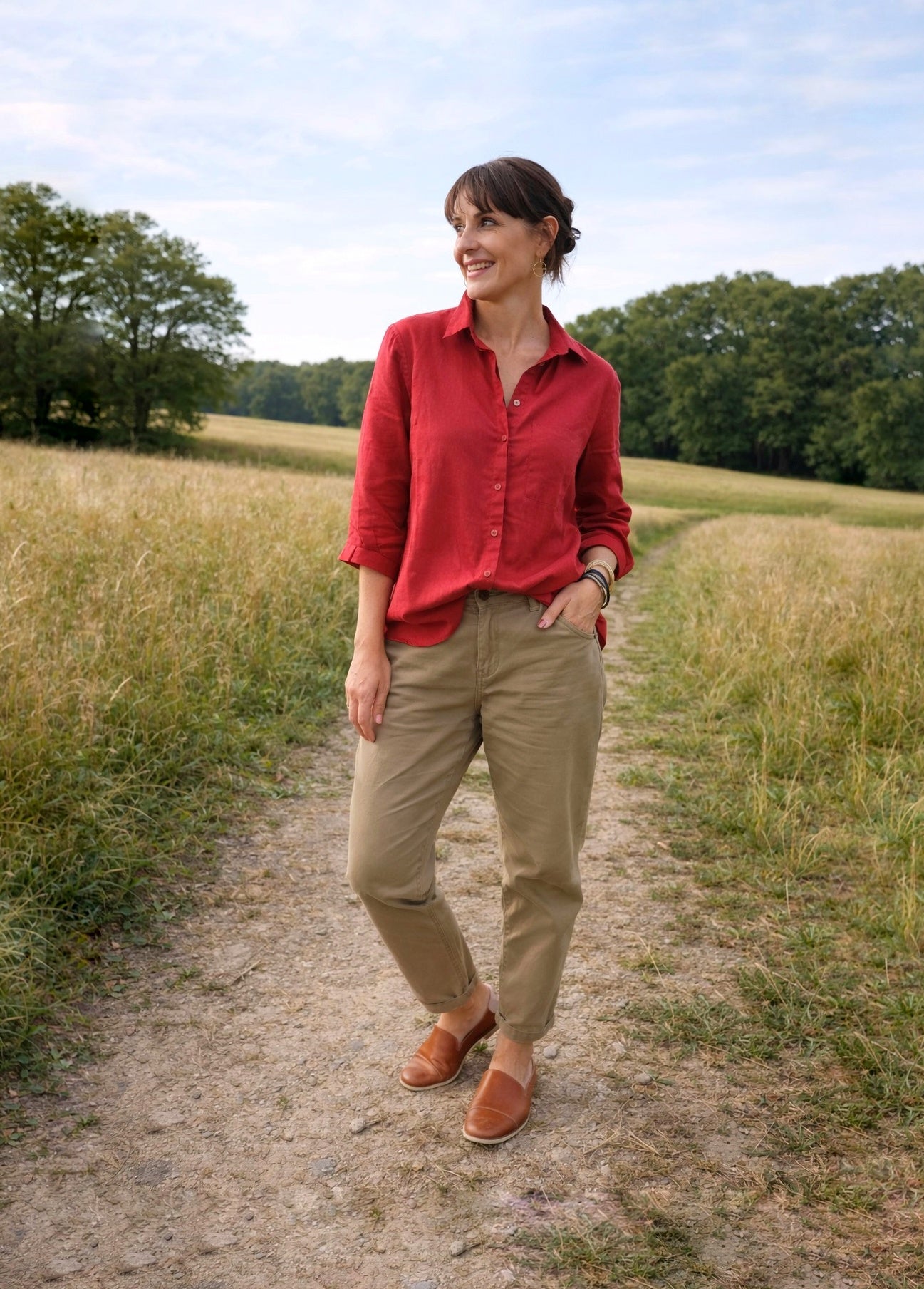 Breath Blouse Berry Pure Linen