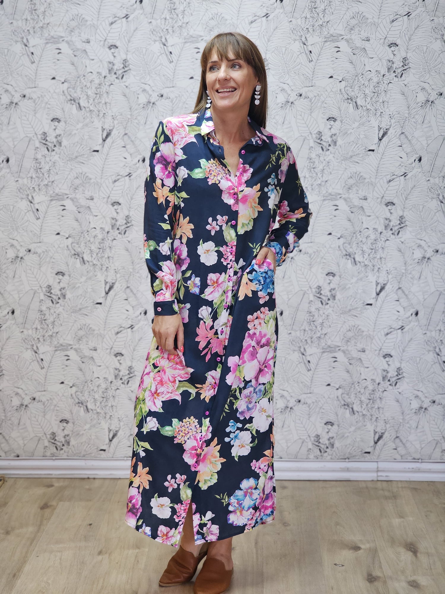 Willow Dress Maxi Midnight Pansy